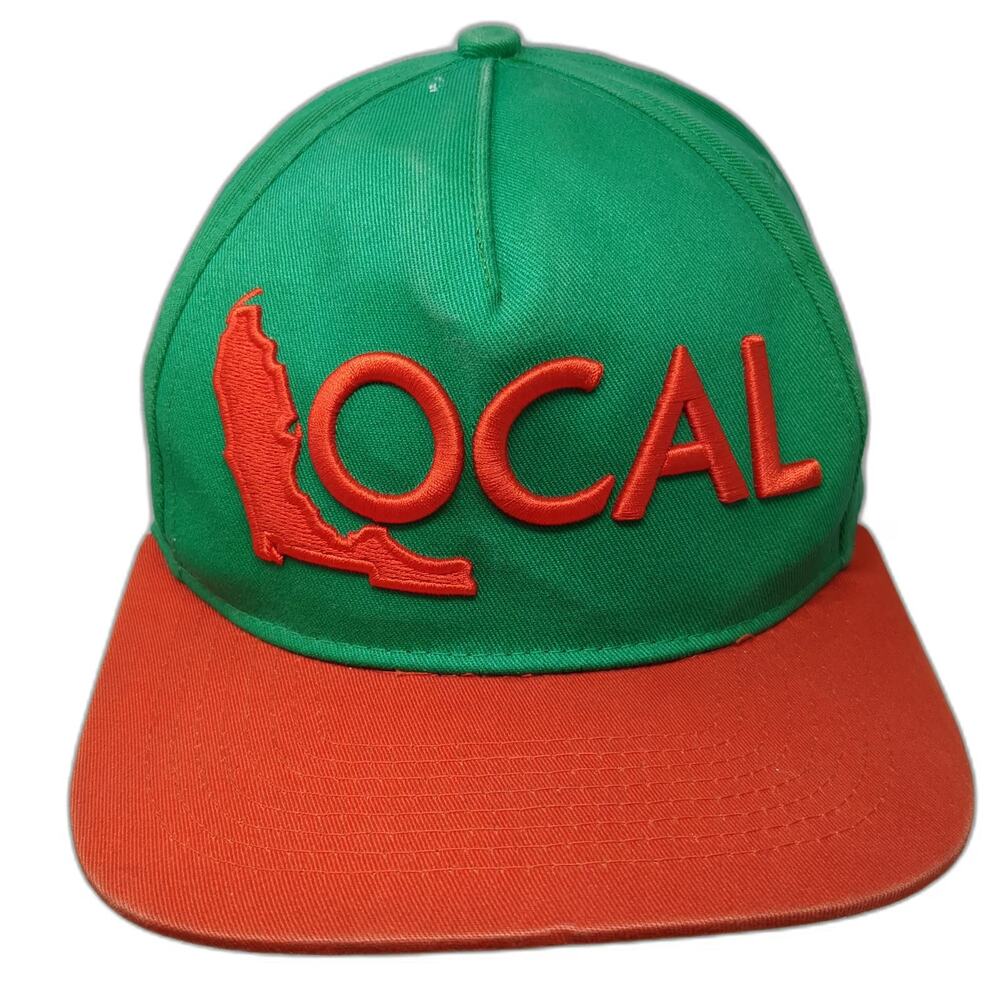 Local Brand 5 Panel Hat Green Orange One Size Florida Map Flat Brim Snapback